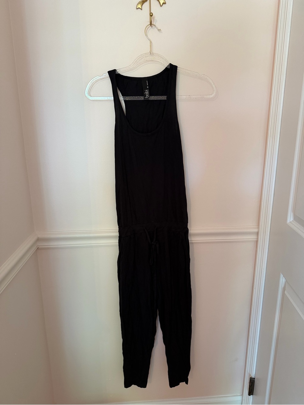 Bobi Black Sleeveless Jumpsuit with Drawstring Waist